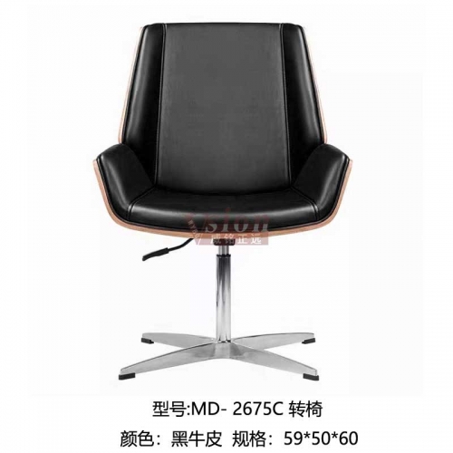 MD-2675C-轉椅-黑牛皮